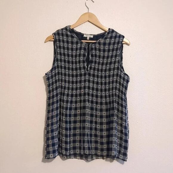 Max Studio checkered plaid tank top blouse size Large - Picture 2 of 5